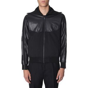 GIVENCHY Leather and Knit Track Jacket Men BLACK Outerwear
